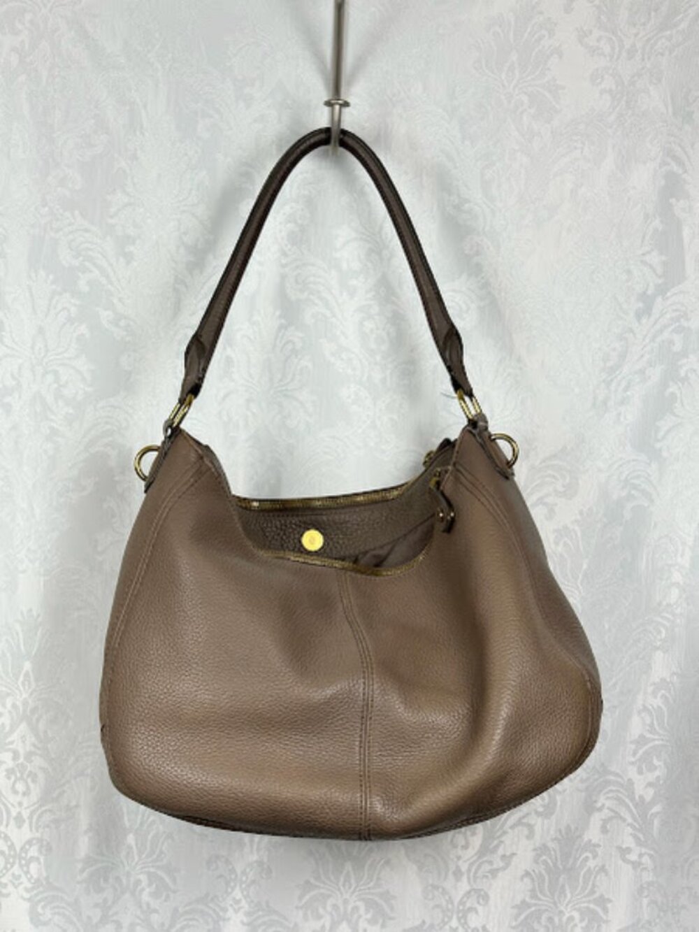 J. Crew Taupe Leather Slouchy Hobo Purse - Gold tone Hardware